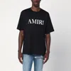 Amiri Black Crewneck T-shirt With Logo Lettering Print On The Front In Cotton Man