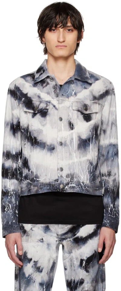 Amiri Black Cracked Tie-dye Denim Jacket In Black-14 oz Italian