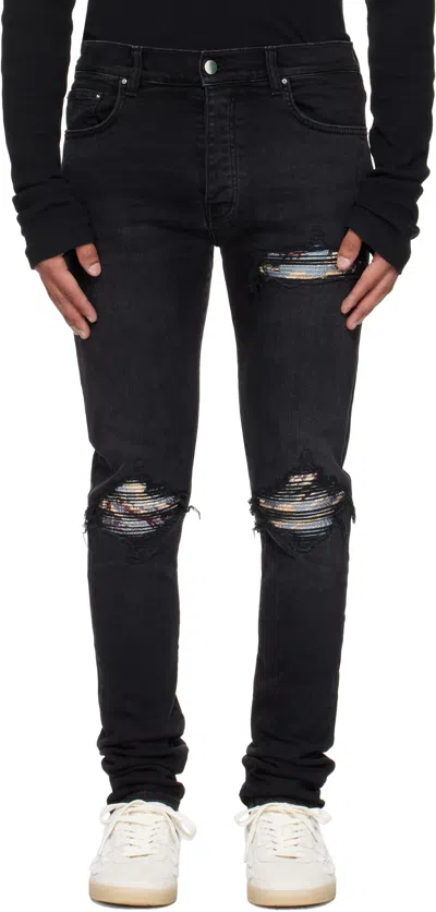 Amiri Distressed Denim Trousers Five Pocket Style In Black