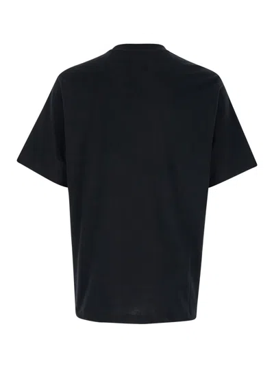 Amiri Black Crewneck T-shirt With Logo Embroidery On The Front
