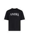 Amiri Black Crewneck T-shirt With Logo Lettering Print On The Front In Cotton Man