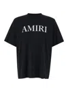 Amiri Black Crewneck T-shirt With Logo Lettering Print On The Front In Cotton Man In Black