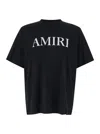 Amiri Black Crewneck T-shirt With Logo Lettering Print On The Front In Cotton Man