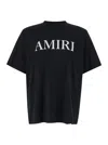 Amiri Black Crewneck T-shirt With Logo Lettering Print On The Front In Cotton Man In Black