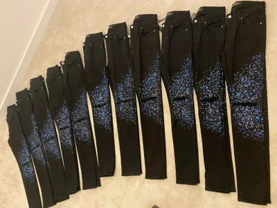 Pre-owned Amiri Black Crystal Painter Jeans