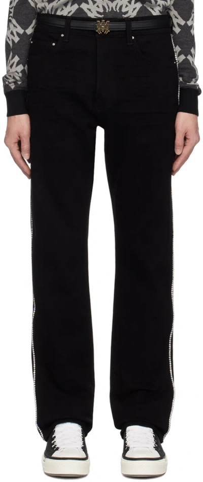 Amiri Black Crystal Stripe Slim Jeans In Black Od