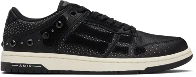 AMIRI BLACK CRYSTAL STUDDED SKEL TOP LOW SNEAKERS