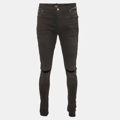 Pre-owned Amiri Black Denim Black Distressed Jeans L/ Wasit 35"