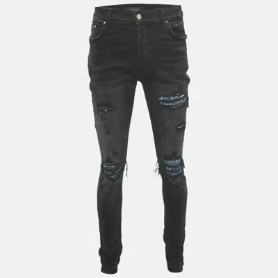 Pre-owned Amiri Black Denim Distressed Jeans Xxl Waist 35"
