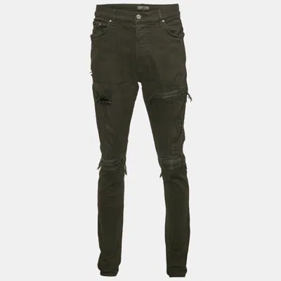 Pre-owned Amiri Black Denim Distressed Skinny Jeans Xxl Waist 36"