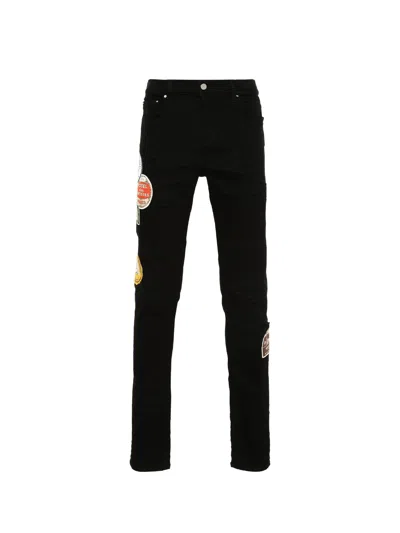 Amiri Black Travel Patch Repair Jeans In Black Od
