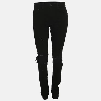 Pre-owned Amiri Black Denim Ripped Skinny Jeans S