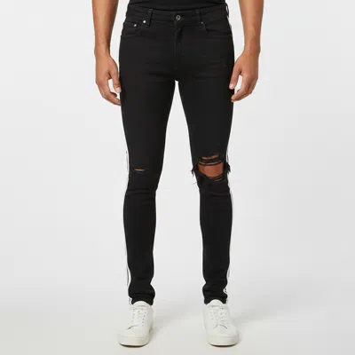 Pre-owned Amiri Black Denim Side Stripe Distressed Jeans / Waist 30"
