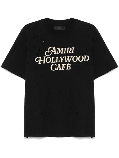 Amiri Black Distressed Crew Neck T Shirt