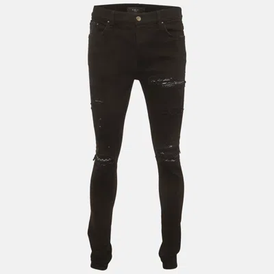 Pre-owned Amiri Black Distressed Denim Slim Fit Jeans M/waist 33"