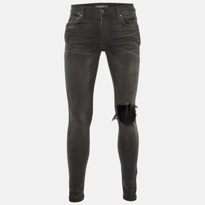 Pre-owned Amiri Black Distressed Denim Slim Fit Jeans Xs/waist 29"