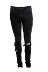 Amiri Distressed Plaid-lined Skinny Jeans In Black