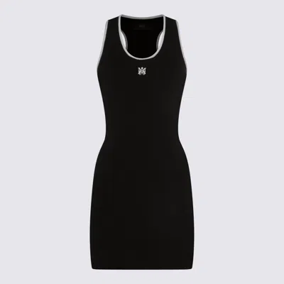 Amiri Sleeveless Dress With Contrast Trim And Ribbed Texture In Black