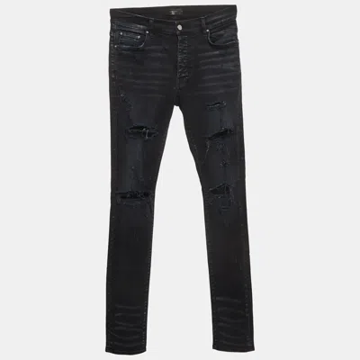 Pre-owned Amiri Black Faded Distressed Ripped Denim Skinny Jeans M/waist 31"