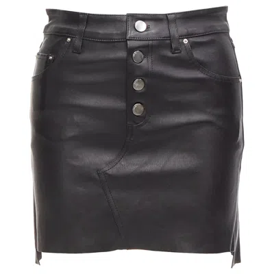 Pre-owned Amiri Black Genuine Leather High Low Back Pockets Mini Skirt Us0 Xs