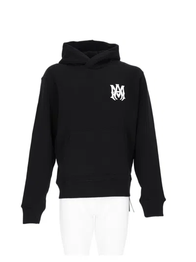 Amiri Black Hooded Kangaroo Pocket Logo Sweatshirt