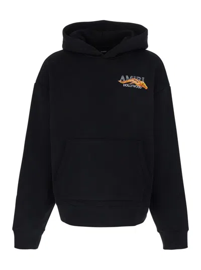 Amiri Black Hoodie With Fixed Hood And Logo Lettering On Front And Rear In Cotton Man