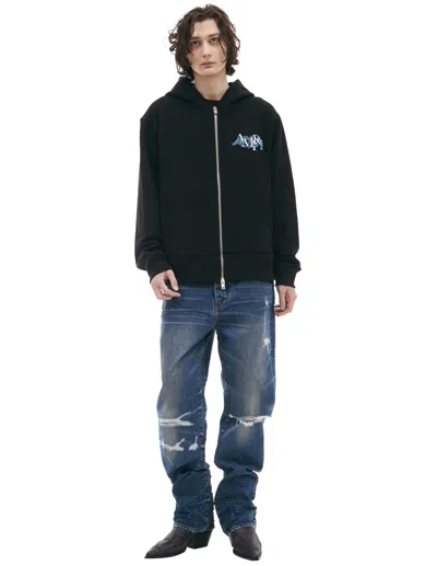 Amiri Black Hoodie With Zipper