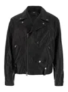 Amiri Black Jacket With Wide Notched Revers And Maxi Logo Lettering Print On The Rear In Leather Man In Black