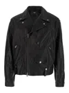 Amiri Black Jacket With Wide Notched Revers And Maxi Logo Lettering Print On The Rear In Leather Man In Black