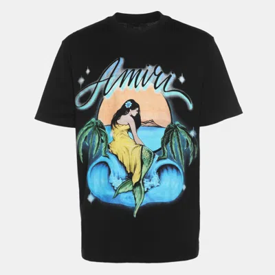 Pre-owned Amiri Black Jersey Mermaid Print T-shirt M
