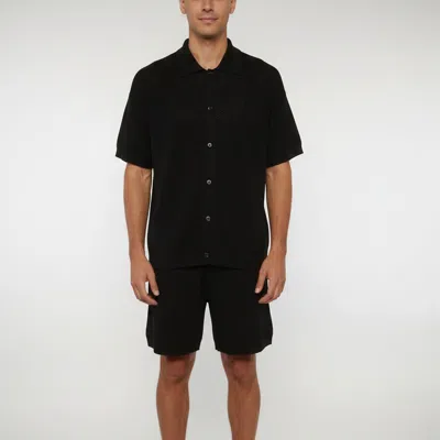 Pre-owned Amiri Black Knit Short Sleeve Sheer Shirt And Short Set S