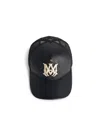 Amiri Leather Cap With Curved Brim And Mesh Back In Black