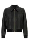 Amiri Leather Jacket Front Pockets Cuffs Hem Ribbed In Black