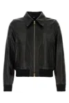 Amiri Leather Jacket Front Pockets Cuffs Hem Ribbed In Black