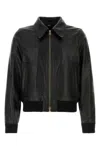 Amiri Leather Jacket Front Pockets Cuffs Hem Ribbed In Black