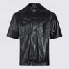 Amiri Short Sleeve Leather Jacket With Chest Pocket In Black
