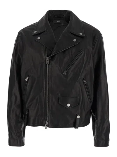AMIRI BLACK LOGO BIKER JACKET
