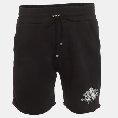 Pre-owned Amiri Black Logo Cherub Graphic Cotton Knit Shorts S