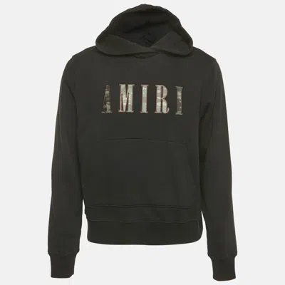 Pre-owned Amiri Black Logo Embroidered Cotton Knit Hoodie S