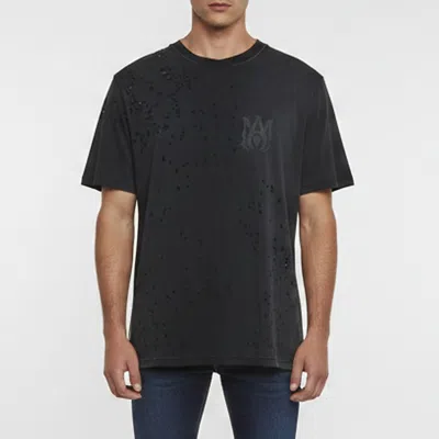 Pre-owned Amiri Black Logo Print Cotton Distressed T-shirt M