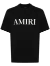 Amiri Black Crewneck T-shirt With Logo Lettering Print On The Front In Cotton Man In Black