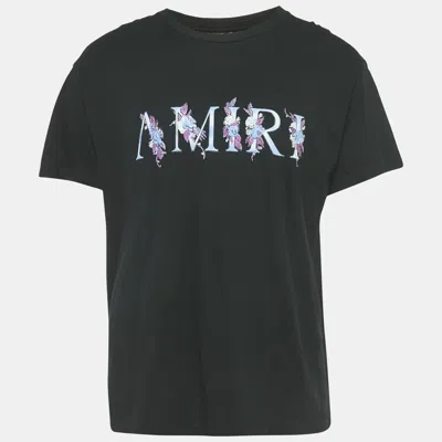 Pre-owned Amiri Black Logo Print Jersey Crew Neck T-shirt S