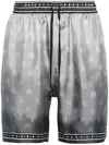 AMIRI BLACK LOGO-PRINT SILK SHORTS