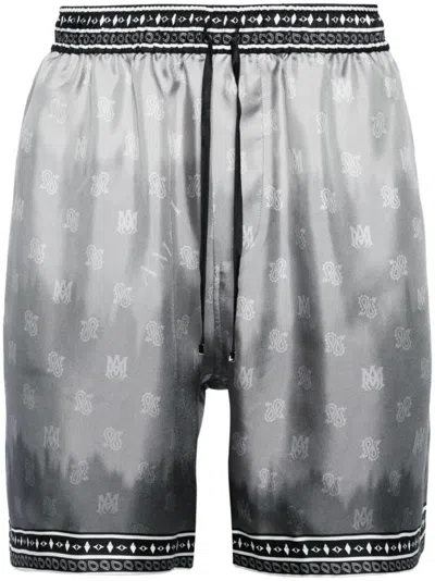 Amiri Illustration-print Silk Shorts In Schwarz