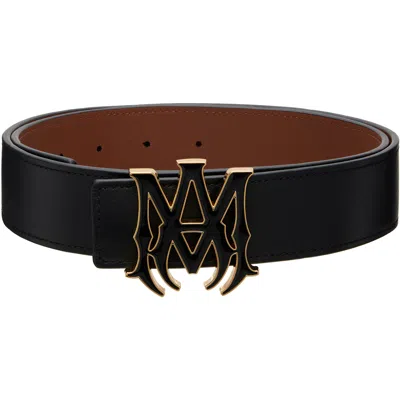 Amiri Black 'ma' 4cm Enamel Reversible Belt In Black Brown