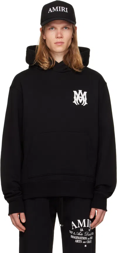 Amiri Hooded Cotton Sweatshirt Kangaroo Pocket In Black