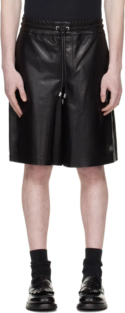 Amiri Ma Extra Large Drawstring Leather Shorts In Black