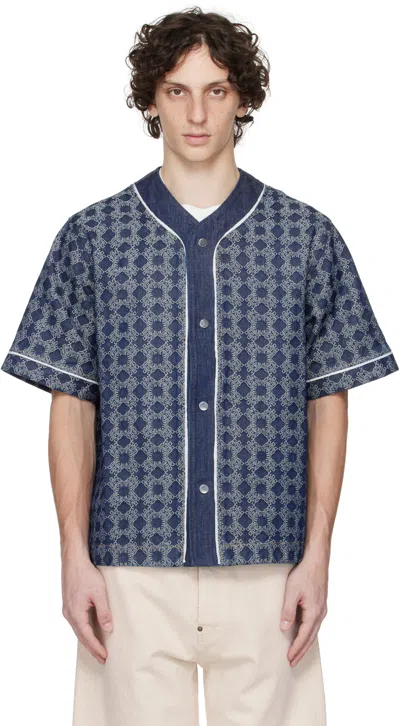 Amiri Black Ma Quad Baseball Denim Shirt In Blue