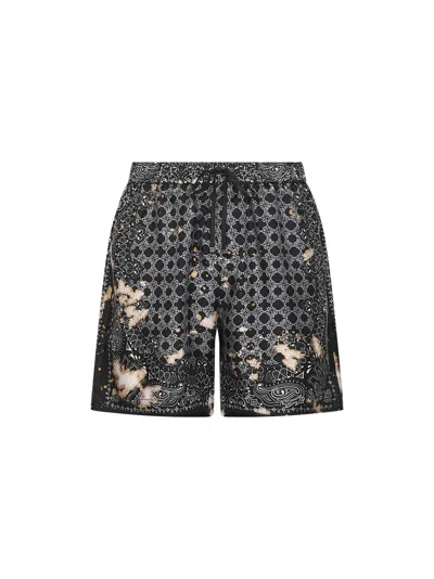 Amiri Black Ma Quad Bleach Bandana Shorts