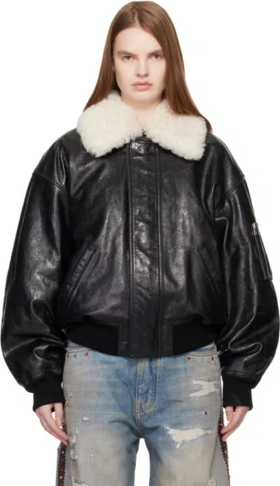 Amiri Black Ma Quad Leather Bomber Jacket